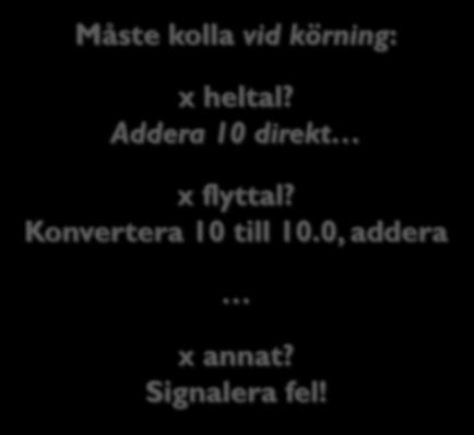 körning: x heltal? Addera 10 direkt x är heltal!