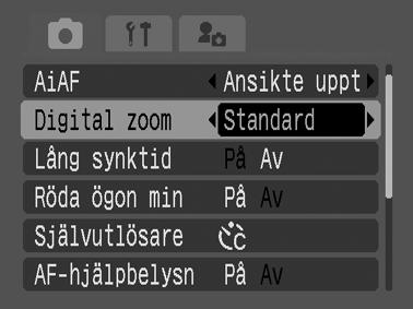 Använda Digital zoom/digital telekonverter Fotograferingsmetod Du kan fotografera zoomade bilder genom att använda kombinerad optisk och digital zoom.