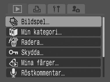 Automatisk visning (Bildspel) Automatisk visning av bilder på minneskort. *Bildinställningar för bildspel baseras på DPOF-standarden (Digital Print Order Format) (s. 97).