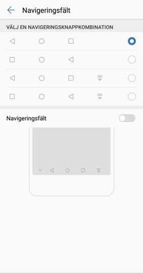 Startsida Navigeringsfält Instruktioner Konfigurera navigeringsfältets layout Med hjälp av navigeringsfältet kan du enkelt nå startskärmen, gå tillbaka till föregående sida, avsluta en app eller visa