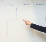 Figur 11: L4:s pekrörelse samt verbala uttryck för att påvisa sambanden mellan representationsformerna.