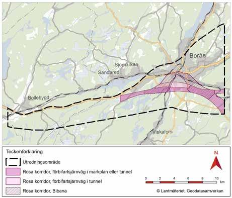 7 ALTERNATIV Figur 7.6. Rosa korridor, östra delen. För större karta över rosa korridor hänvisas till figur 4 i avsnitt 17, Översiktskartor.