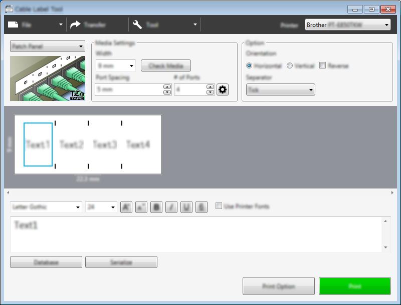 Använda Cable Label Tool Anslutningspanel 9 Etiketter av den här typen kan
