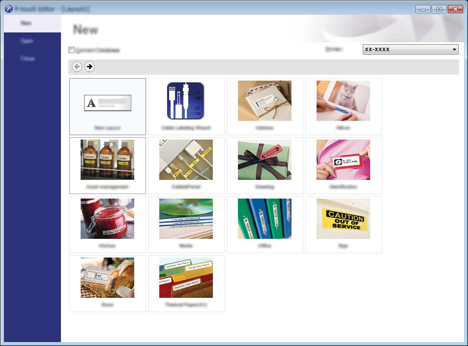 Använda P-touch Editor c Välj ett av alternativen som visas: 4 3 1 5 2 1 Om du vill skapa en ny layout dubbelklickar du på [Ny layout] eller också klickar du på [Ny layout] och sedan