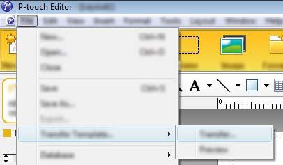 Överföra mallar med P-touch Transfer Express Överföra mallen till P-touch Transfer Manager 13 a Skapa den layout du vill använda som mall med Ptouch Editor och välj sedan [Arkiv] - [Spara som] för
