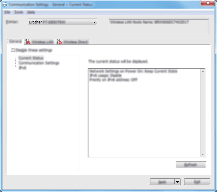 Ändra inställningarna för P-touch-etikettskrivaren Kommunikationsinställningar för Windows 6 Med [Kommunikationsinställningar] i Verktyg för skrivarinställning kan information om skrivarkommunikation
