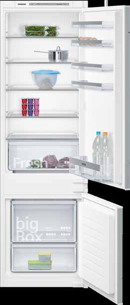 styrning Kyldel: 209 liter, LED-belysning, 5 glashyllor, 5 dörrfack, 1 FreshBox som håller frukt och grönsaker fräscha längre, 2 HyperFresh 0 -lådor för att förvara fisk/kött fräscht längre Frysdel: