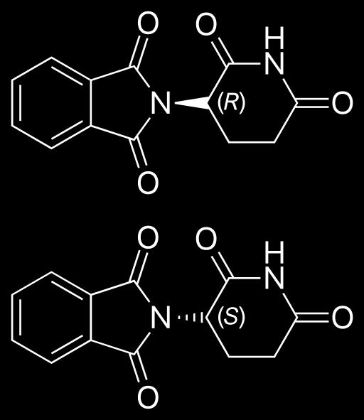 Uppgift 5: Vart är de kirala kolatomerna i de båda enantiomererna av talidomid?