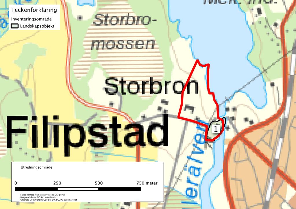 Karta över utredningsområdet med naturvärden markerad 5.