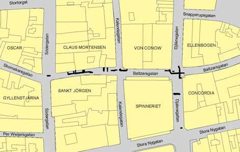 Undersökningens bakgrund och resultat Med anledning av omläggning av VA-nätet i Baltzarsgatan och Djäknegatan utförde Stadsantikvariska avdelningen vid Malmö Museer (numera Malmö Kulturmiljö) en