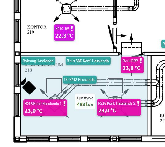 LINDINSPECT för visualisering Via Lindinvents webbverktyg LINDINSPECT kan användare via planvyer överblicka eller detaljerat visa aktuella belysningstillstånd.