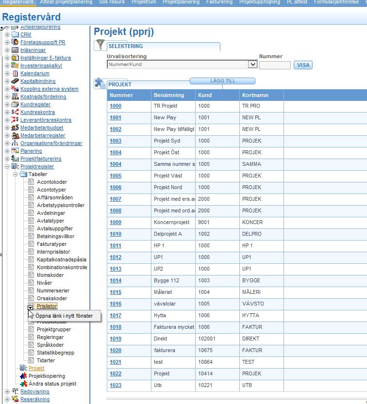 Öppna flera register samtidigt Om användaren har ett register öppet och vill öppna ett annat register samtidigt så klickar