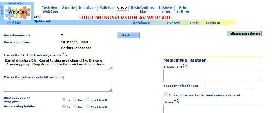 Figur 5, avisering av utskrivningsdatum i WebCare