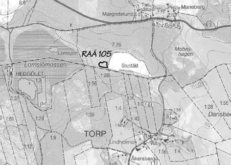 Fig. 2. Förundersökningsområdet markerat på utdrag ur digitala Ekonomiska kartans blad 10G Ib Ättersta. Skala 1:10 000. Vid utredningen gjordes fynd av slagen kvarts och skärvsten i ett schakt.