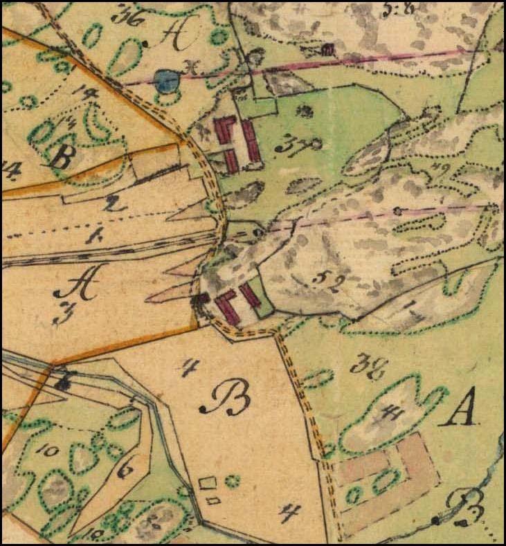 Figur 9. Utsnitt ur 1834 års karta över Önneröd.