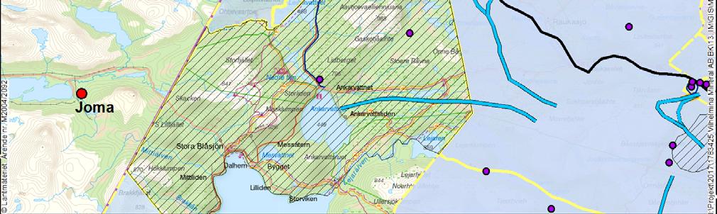 Sommarland, Höstland, Förhöstland, Försommarland, Förvinterland finns vid gruvan. (Sametinget.se) Figur 6: Karta över Vilhelmina södras strategiska platser i området. 2.4.