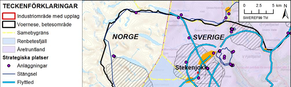 KOMPLETTERING AV MKB MED ANDRAHANDSALTERNATIV Strategiska platser är rengärden/arbetshagar öster om vägen på fjället Stikken samt drygt 2 km norr om dammarna och cirka 2 km söder om dammarna.