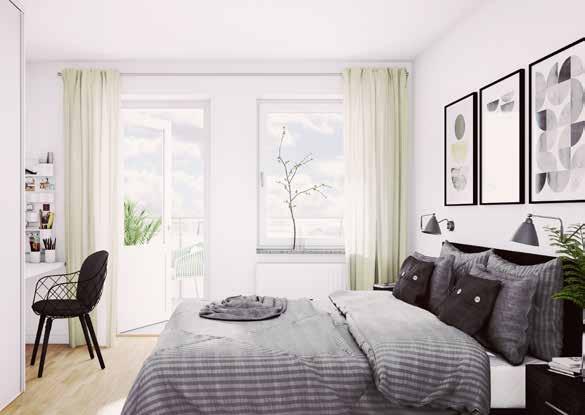 ägenheterna har mycket plats för förvaring och flera klädkammare. Alla lägenheter har minst en stor balkong eller uteplats.