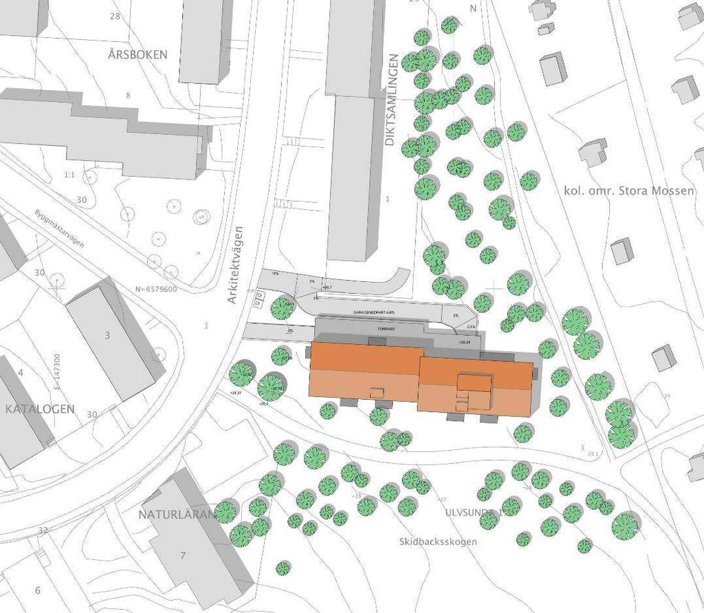 6 (13) Dp 2010-18318-54 Ny bebyggelse Inom planområdet föreslås ett nytt lamellhus i huvudsakligen fyra våningar med underliggande garagevåning.