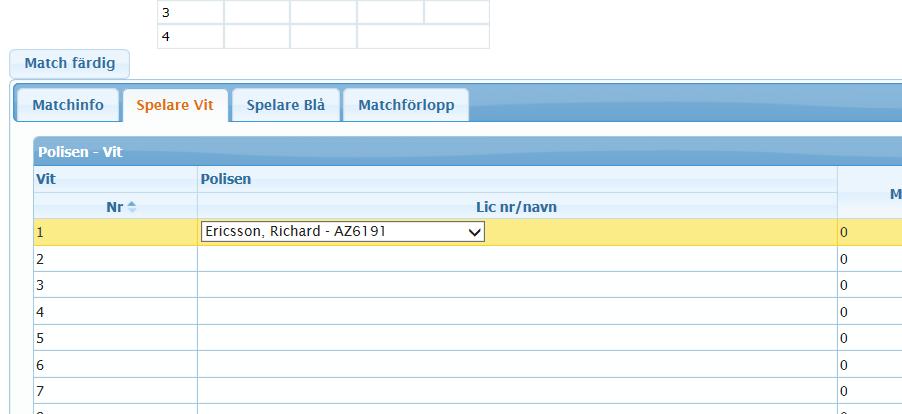 Manual FX för vattenpolo Sida 24 av 30 5. Börja med att fylla i informationen under Matchinfo. 6.