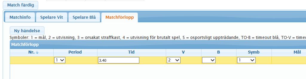 Manual FX för vattenpolo Sida 27 av 30 Registrera Spelare vit eller
