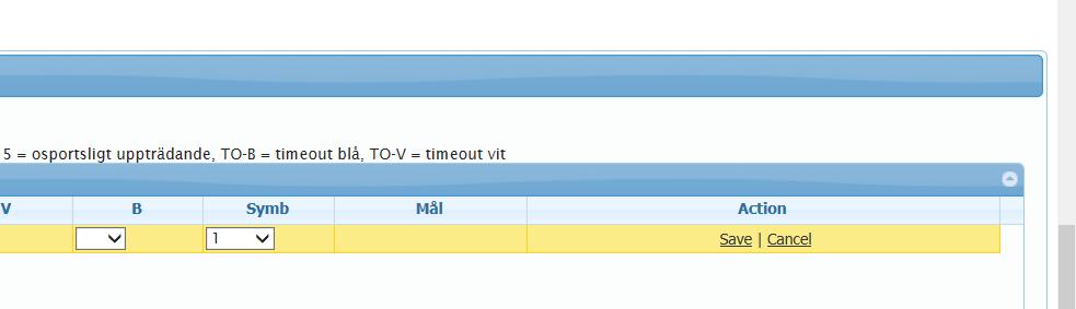 Registrera aktuell händelse enligt de symboler som är listade ovan.