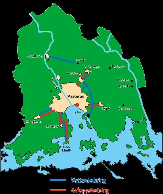 Figur 2. Anslutna områden till Kungsängens reningsverk Kungsängens reningsverk Till Kungsängens reningsverk är också ett antal industrier anslutna.