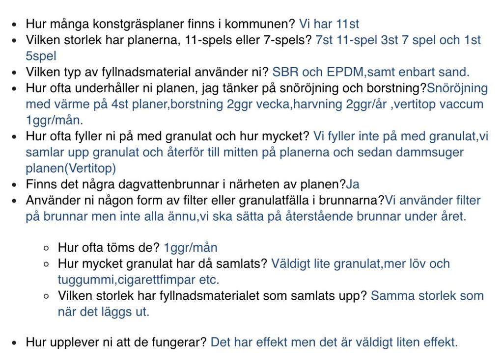 11.15 Bilaga 15. Mailsvar Solna kommun 11.16 Bilaga 16. Intervju med Danderyd kommun "Har precis installerat på tre planer i dagvattenbrunnar, så himla nytt 1 2 veckor.