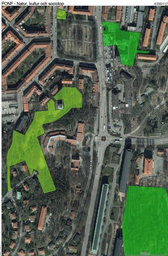 Lundens vattentorn, byggt 1930 och kulturhistoriskt värdefullt och utgör ett starktlandmärke och är ett identitetskapande för stadsdelen.