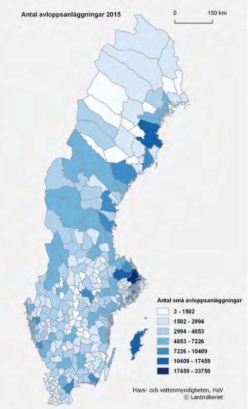 Havs- och vattenmyndighetens rapportering 2016-10-31 Beskrivning av berörda aktörer Verksamhetsutövare Det finns cirka 960 000 fastigheter (1 200 000 folkbokförda personer) i Sverige utan anslutning