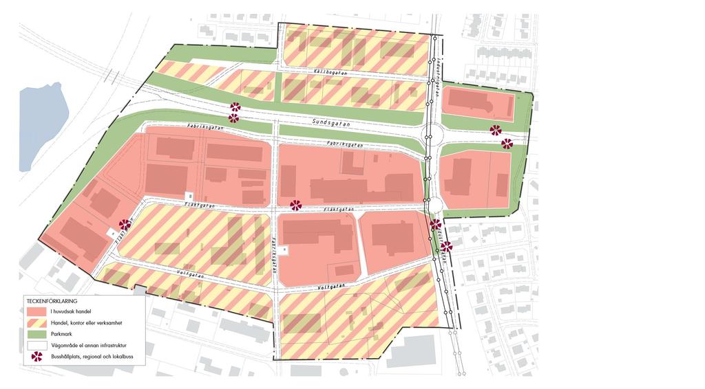 5. Planförslag Föreslagen markanvändning En översiktlig markanvändning för området föreslås enligt