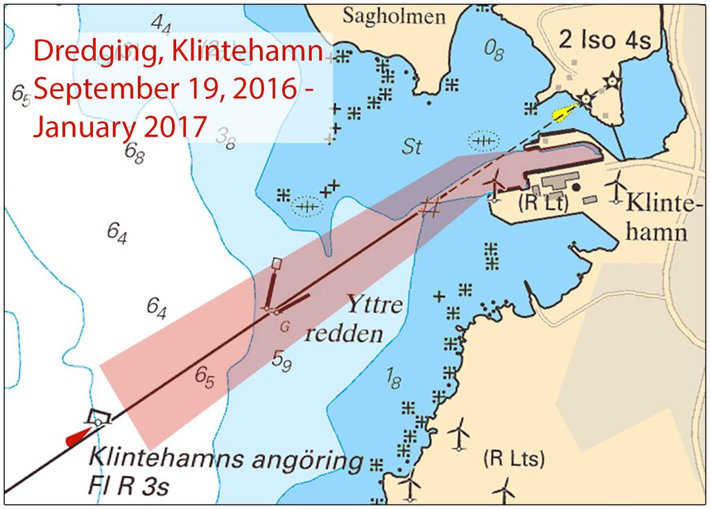 2016-09-08 9 Nr 615 Muddringsarbeten, Klintehamn Wasa Dredging. Publ. 7 september 2016 * 11494 Sjökort: 6241 Sverige. Mellersta Östersjön. NO om Oskarshamn. Valbergsudden - Fallebo Bergholme.