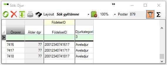 Ett tips är att ha uppe fönstret för öronmärkta (Avel Öronmärkta) samtidigt som du registrerar ingången och skriva av uppgifterna därifrån.