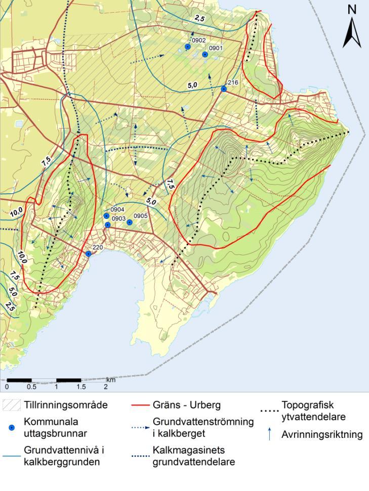 6 Tillrinningsområde och grundvattenbildning Grundvattentäktens tillrinningsområde är det område inom vilket vattenpartiklar kan nå brunnen genom grundvattenströmning eller som en kombination av