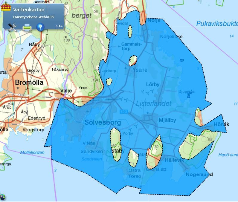8.2.2.3 Vattenresurser Enligt VISS finns två utpekade vattenresurser inom tillrinningsområdet: Listerlandet och Lörbyåsen.