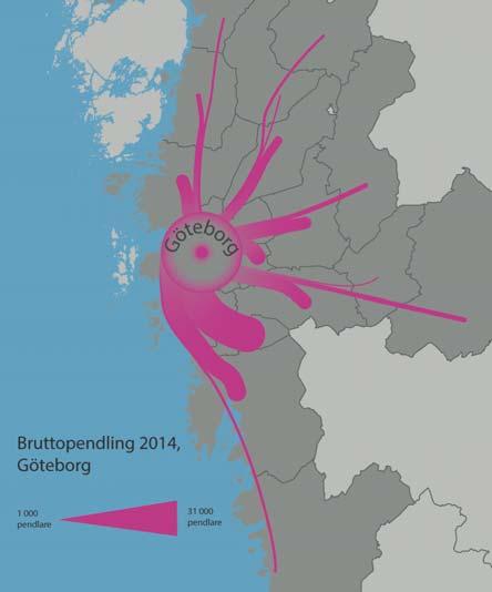 Pendling till och från Göteborg, 2014 Lantmäteriet, Geodatasamverkan.