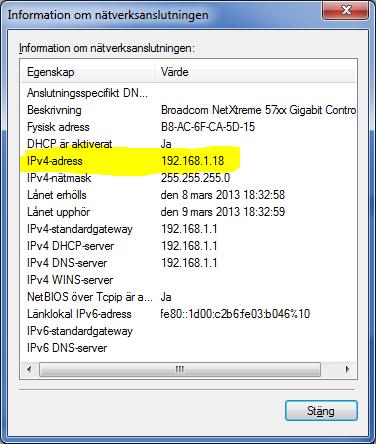 Information IPv4-adressen finns i