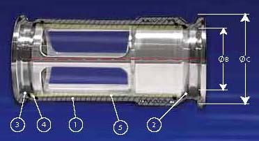 DB0947 111004 Hygienisk synglas, Innehållsspecifikation Nr # Antal Beskrivning delar Standard material Material alternativ Ytfinhet (Standard) + Alternativ 1 1 st Hus (gänga hane) Rostfritt 316L C22,