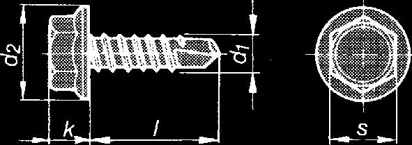 STHB FZB Borrande och gängpressande skruv med sexkantskalle och fläns, blankförzinkad DIN 7504 K d1 ST3,5 ST4,2 ST4,8 ST5,5 ST6,3 Gänga nr 6 8 10 12 14 k max 3,45 4,25 4,45 5,45 6,45 s 5,5 7 8 8 10