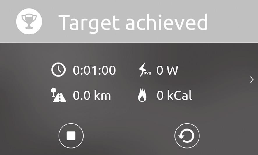 ..) 1000 kcal 100 kcal 10 kcal 1 kcal Träningsmål uppnått När ditt mål är uppnått visar displayen Target achieved.