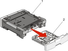 Tilläggsskrivarinställning 21 VAR FÖRSIKTIG RISK FÖR ELEKTRISK STÖT: Om du ska installera tillvalsmataren efter att du installerat skrivaren, stäng av skrivaren och drar ut nätsladden ur vägguttaget
