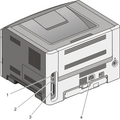Tilläggsskrivarinställning 23 1 Ethernet-port Anmärkning: Ethernet-porten är endast en funktion på nätverksmodeller.