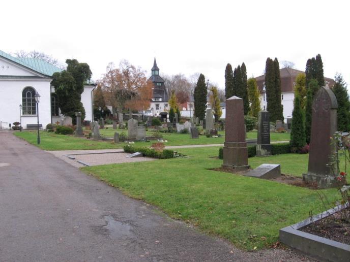 Gamla kyrkogården söder och väster om kyrkan. 4. Kyrkogården norr och väster om kyrkan Efterhand utvidgades kyrkogården.