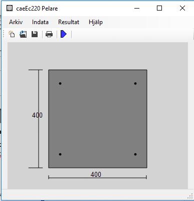 caeec220 Pelare betong Sidan 8(16) 3.2 Indata När applikationen startats visas startfönstret (Figur 4). Härifrån börjar inmatningen av indata.