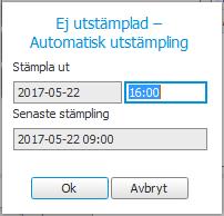 Glömd utstämpling föregående dag Om du glömde att stämpla ut föregående dag visas fönstret nedan när du försöker