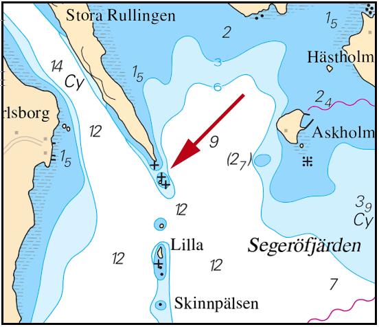 2017-12-14 8 Nr 681 Mälaren och Södertälje kanal * 12394 Sjökort: 111, 113 Sverige. Mälaren och Södertälje kanal. Mälaren. Strängnäs. Stora Rullingen. Grund.