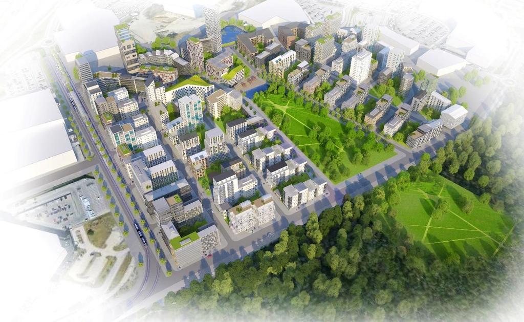 Bilaga 2 Visionsbild från exploatören Av visionsbilden framgår att merparten av inventeringsområdet tas i anspråk för bebyggelse.