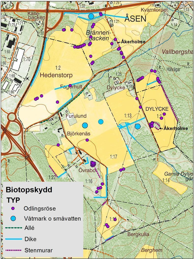 34 Karta 6: Karta över biotopskyddsområden.