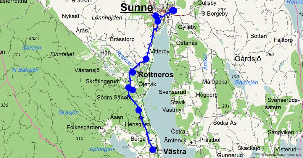 8/16/2018 12:39:14 PM Karta för Tur 6606 M - F Fordon 666 Skolbuss 6 Sunne 6606 7.30 8.