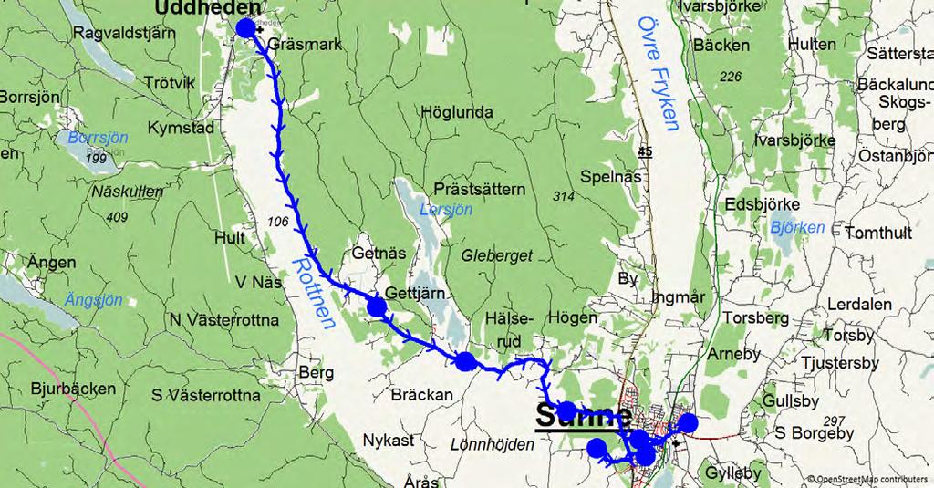 8/16/2018 12:39:18 PM Karta för Tur 6612 M - F Fordon 6613 Skolbuss 11 Sunne 6612 7.15 8.